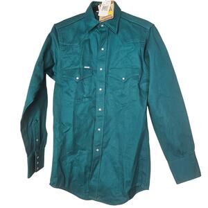 Deadstock Vintage 80s Carhartt Dark Green Pearl Snap Button Up Shirt Western